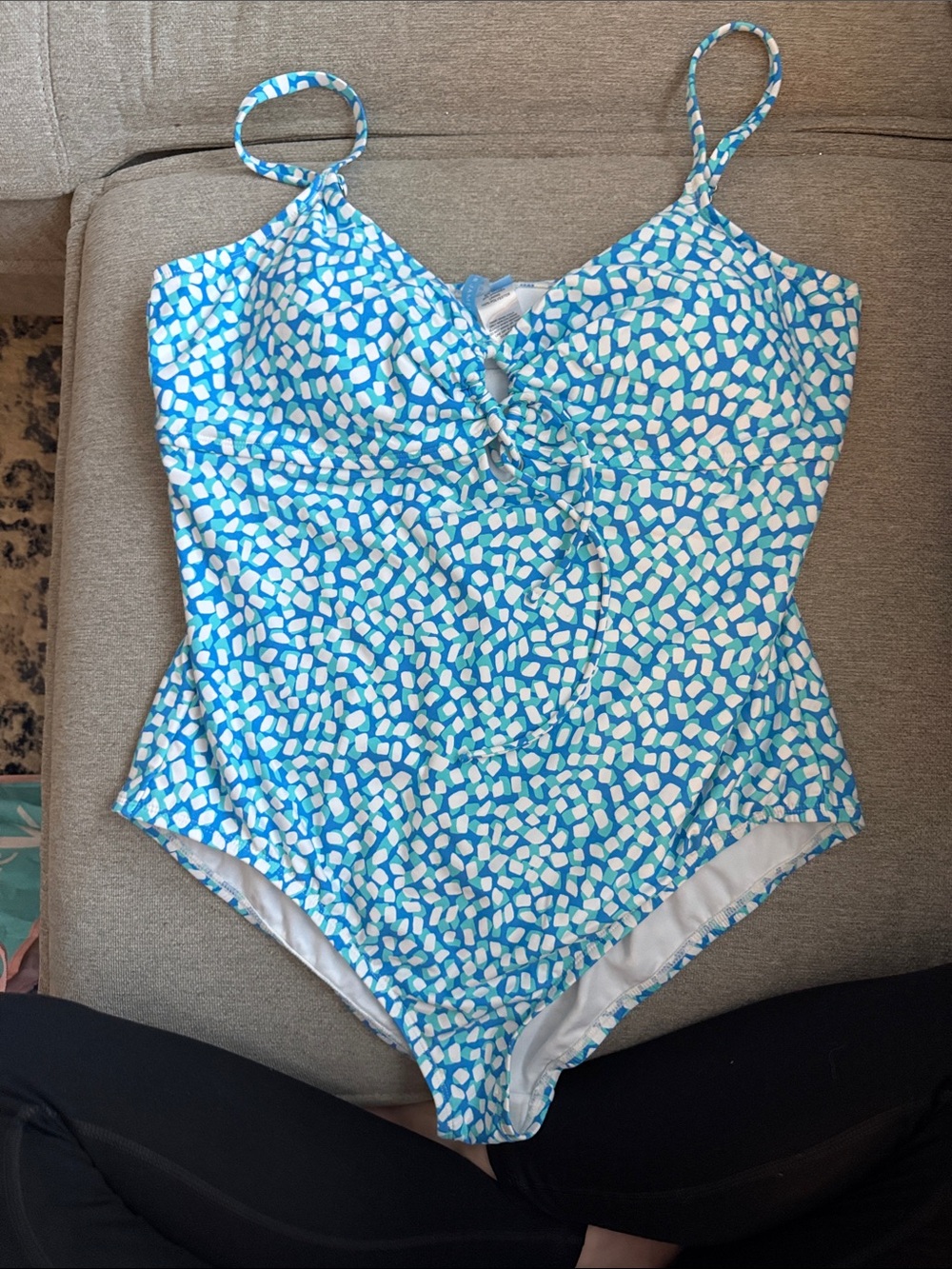 Draper James Blue and White Patterned One-Piece Swimsuit